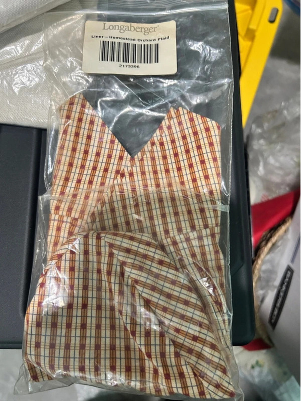 Longaberger Homestead orchard plaid basket liner